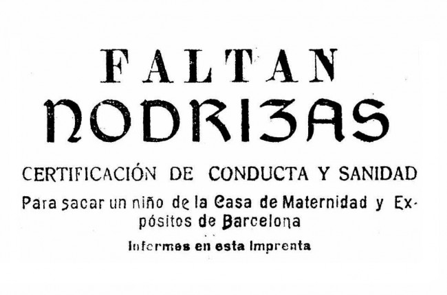 <i class="fa fa-chevron-circle-right" aria-hidden="true"></i> En 1922 la Casa de Maternidad de Barcelona puso este anuncio. <i class="fa fa-square" aria-hidden="true"></i> Algunas veces aparecían ofertas de empleo solo para las mujeres
