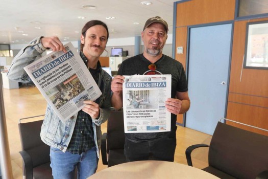 Joan Barbé y David Serra, Projecte Mut, en la redacción de Es Diari. J. A. Riera