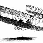 Grabado del artefacto volador inventado por los hermanos Wright