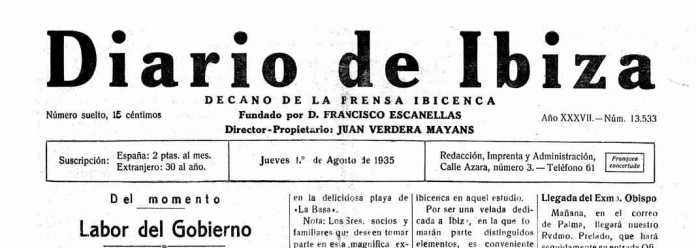 Cabecera Diario de Ibiza de 1935