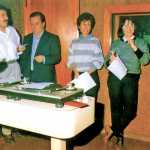 Suárez, Paco Verdera, Montse Ferrer, Misse García y Carlos Tur, equipo de Radio Diario en su primera etapa. DI.