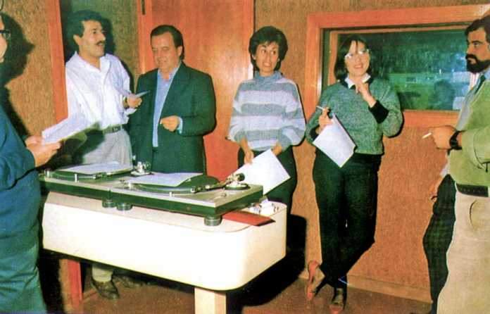 Radio Diario. Suárez, Paco Verdera, Montse Ferrer, Misse García y Carlos Tur, equipo de Radio Diario en su primera etapa. DI.