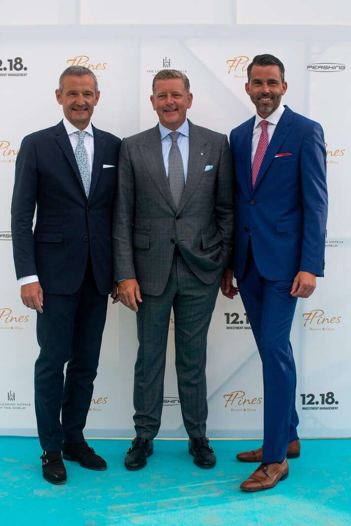 Joerg Linder, Kai Richter y Markus Lueck. Grand Opening Seven Pines Resort Ibiza.